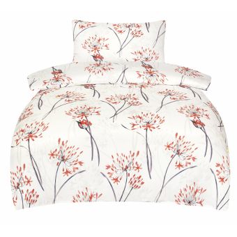 Povlečení ADELINE, květinový vzor na bílé, bavlněný mako satén, 140x200cm + 70x90cm