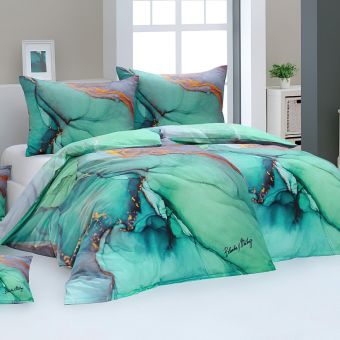 Sada 2 ks povlečení BLANKA MATRAGI - BIRTH, azurově-tyrkysové motivy, bavlněný MAKO satén, digitál (více rozměrů)