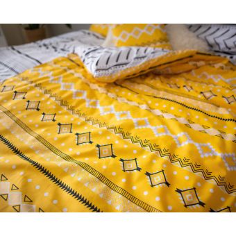 Povlečení DITA MAYA geometrické vzory, žluté, 3 dílné, bavlna hladká, 140x200cm + 70x90cm + 40x40cm