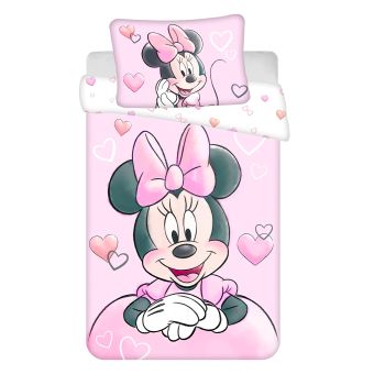Dětské povlečení do postýlky MINNIE POWDER PINK BABY, růžovo-bílá, bavlna hladká, 100x135cm + 40x60cm