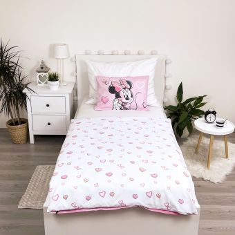 Dětské povlečení do postýlky MINNIE POWDER PINK BABY, růžovo-bílá, bavlna hladká, 100x135cm + 40x60cm