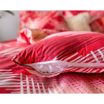 Povlečení ELSA RED RIGHE šmouhy na červené, 3 dílné, bavlna hladká, 140x200cm + 70x90cm + 40x40cm