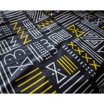 Povlečení ELSA RUNY geometrické vzory na černé, 3 dílné, bavlna hladká, 140x200cm + 70x90cm + 40x40cm