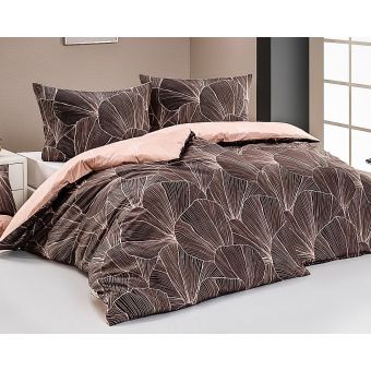 Povlečení Matějovský FLOP, pudrové listy na antracitové, (více materiálů, rozměrů)