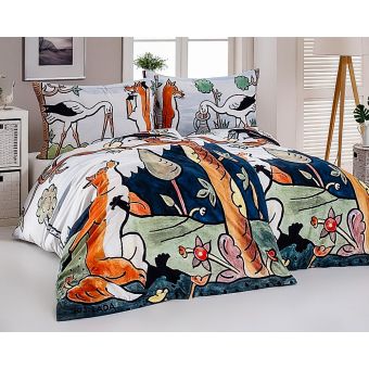 Povlečení Matějovský JOSEF LADA BAJKY, zeleno-bílé, bavlna hladká digitál, 140x200cm + 70x90cm