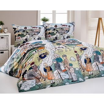 Povlečení Matějovský JOSEF LADA PODZIM, zelené, bavlna hladká digitál, 140x200cm + 70x90cm