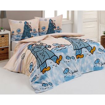 Povlečení Matějovský JOSEF LADA ŠVEJK S FAJFKOU, béžové, bavlna hladká digitál, 140x200cm + 70x90cm