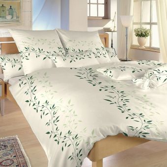 Povlečení MANDEVILA ZELENÁ NA BANÁNOVÉM, lístečky, flanel, 140x200cm + 70x90cm