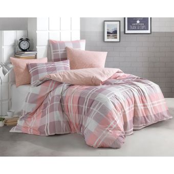Povlečení MARK RŮŽOVÉ, kárované, bavlna hladká, 140x200cm + 70x90cm 