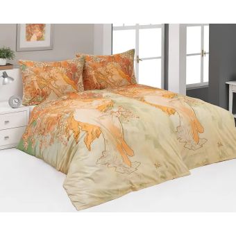 Povlečení Matějovský ALFONS MUCHA SPRING, béžové, bavlna hladká digitál, 140x200cm + 70x90cm