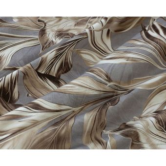 Povlečení Matějovský AMBIENT, florální vzor, béžovo-šedé, bavlněný MAKO satén, 140x200cm + 70x90cm