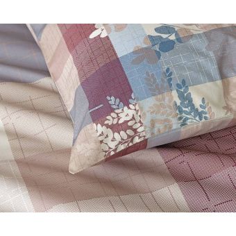 Povlečení Matějovský CARLO, rostlinky na béžovo-modrém káru, bavlna hladká digitál, (více rozměrů)