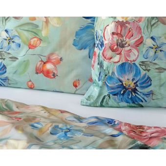 Povlečení Matějovský CLARA, květinový vzor, světle tyrkysové, bavlna hladká digitál, (více rozměrů)