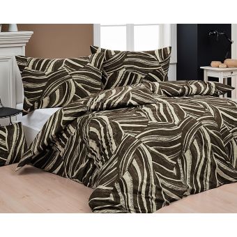 Povlečení Matějovský DAFNE, hnědo-smetanové vlnky, bavlna hladká, 140x200cm + 70x90cm