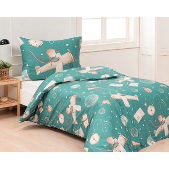 Dětské povlečení Matějovský LITTLE PRINCE, tyrkysové, bavlna hladká digitál, 140x200cm + 70x90cm