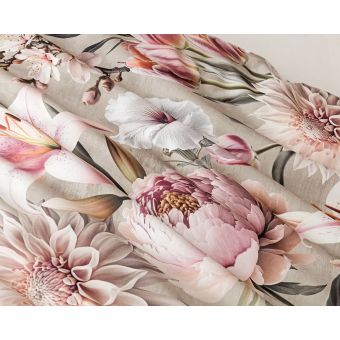 Povlečení Matějovský ESTEL, květinový vzor, růžové lilie a pivoňky, bavlna hladká, digitál, 140x200cm + 70x90cm