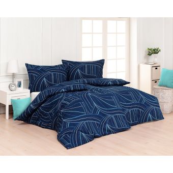 Povlečení Matějovský EZIO BLUE, vlnky a proužky, modré, 140x200cm + 70x90cm, (více materiálů)