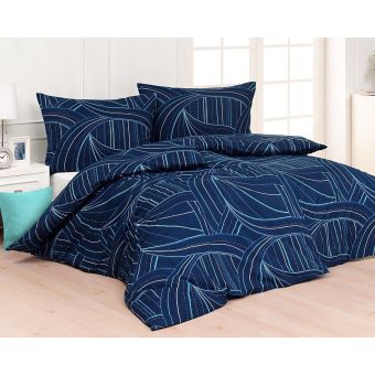 Povlečení Matějovský EZIO BLUE, vlnky a proužky, modré, 140x200cm + 70x90cm, (více materiálů)