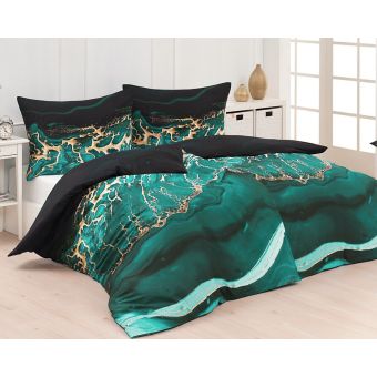 Povlečení Matějovský FREYA, vlny, petrolejovo-zlatá, bavlna hladká digitál (více rozměrů)