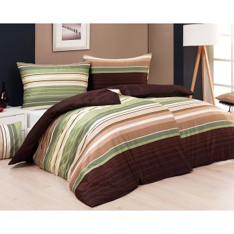 Povlečení Matějovský LAURELIN, pruhované, zeleno-hnědé (více materiálů, rozměrů)