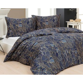 Povlečení Matějovský LIVIA BLUE, vzorované listy, tmavě modré (více rozměrů, materiálů)