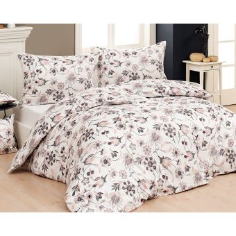 Povlečení Matějovský LOTTIE, růžové květy na smetanové (více materiálů, rozměrů)