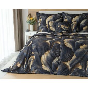 Povlečení Matějovský LYRA, vějířovitý vzor, tmavě šedo-béžové, bavlna hladká digitál, (více rozměrů)