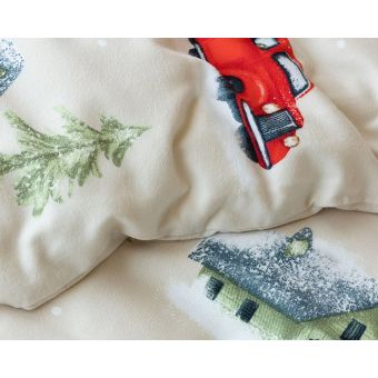 Povlečení Matějovský MAGIC WINTER, zimní vzor na béžové, flanel premium, 140x200cm + 70x90cm