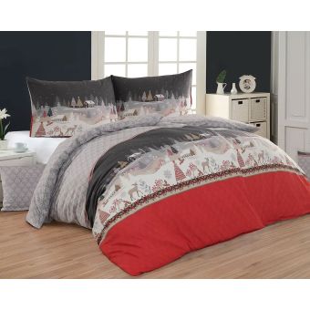 Povlečení Matějovský MAGNUS, vánoční motiv, červeno-šedé, flanel premium (více rozměrů)