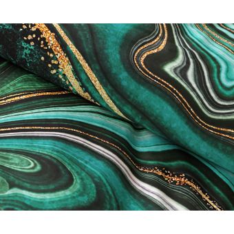 Povlečení Matějovský METHEORA, abstraktní motiv, zelené, bavlněný satén, digitál, 140x200cm + 70x90cm