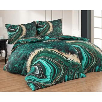 Povlečení Matějovský METHEORA, abstraktní motiv, zelené, bavlněný satén, digitál, 140x200cm + 70x90cm