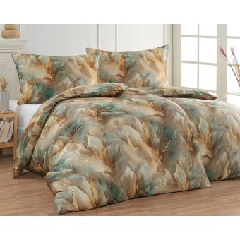 Povlečení Matějovský MONACO, abstraktní florální motiv, krémové, bavlněný satén, digitál, 140x200cm + 70x90cm