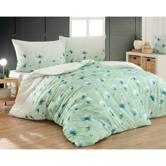 Povlečení Matějovský NELLY, modré květy, zelenkavé, bavlna hladká digitál, (více rozměrů)