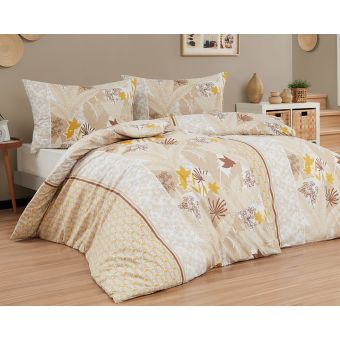 Povlečení Matějovský NOEMI, florální vzor, béžové, bavlna hladká, 140x200cm + 70x90cm