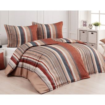 Povlečení Matějovský LORD, proužky, rezavo-šedá, bavlna hladká, 140x200cm + 70x90cm