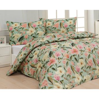 Povlečení Matějovský SILESTIN, květinový vzor, zelené, bavlna hladká digitál, (více rozměrů)