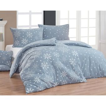 Povlečení Matějovský SNOWFLAKES, sněhové vločky, modré, flanel premium (více rozměrů)