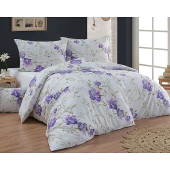 Povlečení Matějovský VIOLA, fialové květy na bílé, bavlna hladká digitál, (více rozměrů)