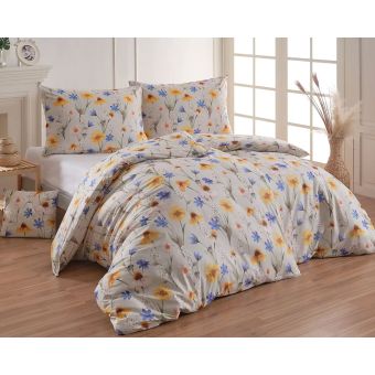 Povlečení Matějovský ZARIA, květinový vzor, žluto-modré, bavlna hladká digitál, (více rozměrů)