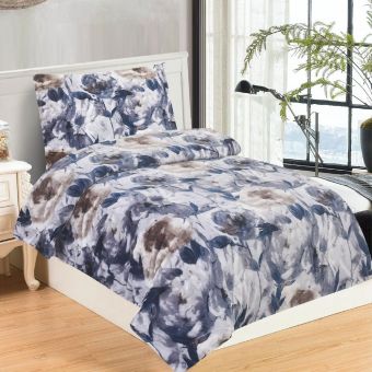 Povlečení RIANA, fialovo-modré květy, mikroflanel, 140x200cm + 70x90cm