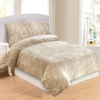 Povlečení STRUKTURA TROJICE BÉŽOVÁ, jednobarevné, mikroflanel, 140x200cm + 70x90cm