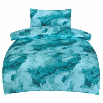 Povlečení MINERALS TYRKYS, mramorový vzor, bavlněný mako satén, 140x200cm + 70x90cm