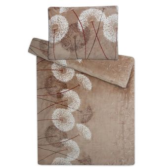 Povlečení PAMPELIŠKA ČOKOLÁDOVÁ SVĚTLÁ mikroflanel, hnědé, 140x200cm + 70x90cm