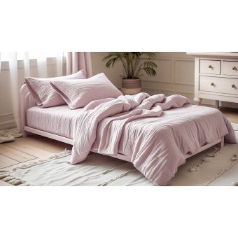 Povlečení Prem MUŠELÍN PREMIUM VIOLET ROSE, jednobarevné, starorůžové, mušelín, 140x200cm + 70x90cm