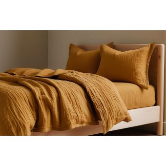 Povlečení Prem MUŠELÍN PREMIUM OKROVÉ, jednobarevné, okrové, mušelín, 140x200cm + 70x90cm