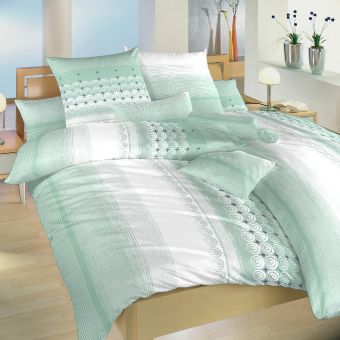 Povlečení SAHARA MENTOL, pruhy a kroužky, krep, 140x200cm + 70x90cm