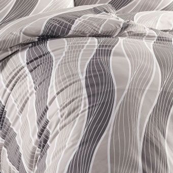 Povlečení TALIA, hnědo-béžové vlny, bavlna hladká, 140x200cm + 70x90cm 