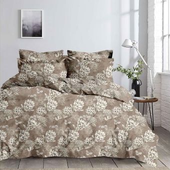 Povlečení TINA mikroflanel, květy na béžové 140x200cm + 70x90cm