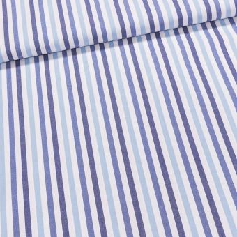 Pravý český bavlněný kanafas MAJKA P1 02449 proužek 1cm, modrý, š.140cm (látka v metráži)