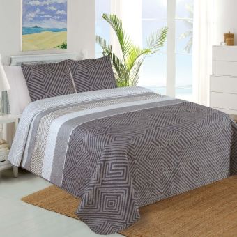 Přehoz na postel PLAZA šedo-hnědé pruhy, 220x240cm, dvoulůžkový + 2x povlak 45 x 45cm